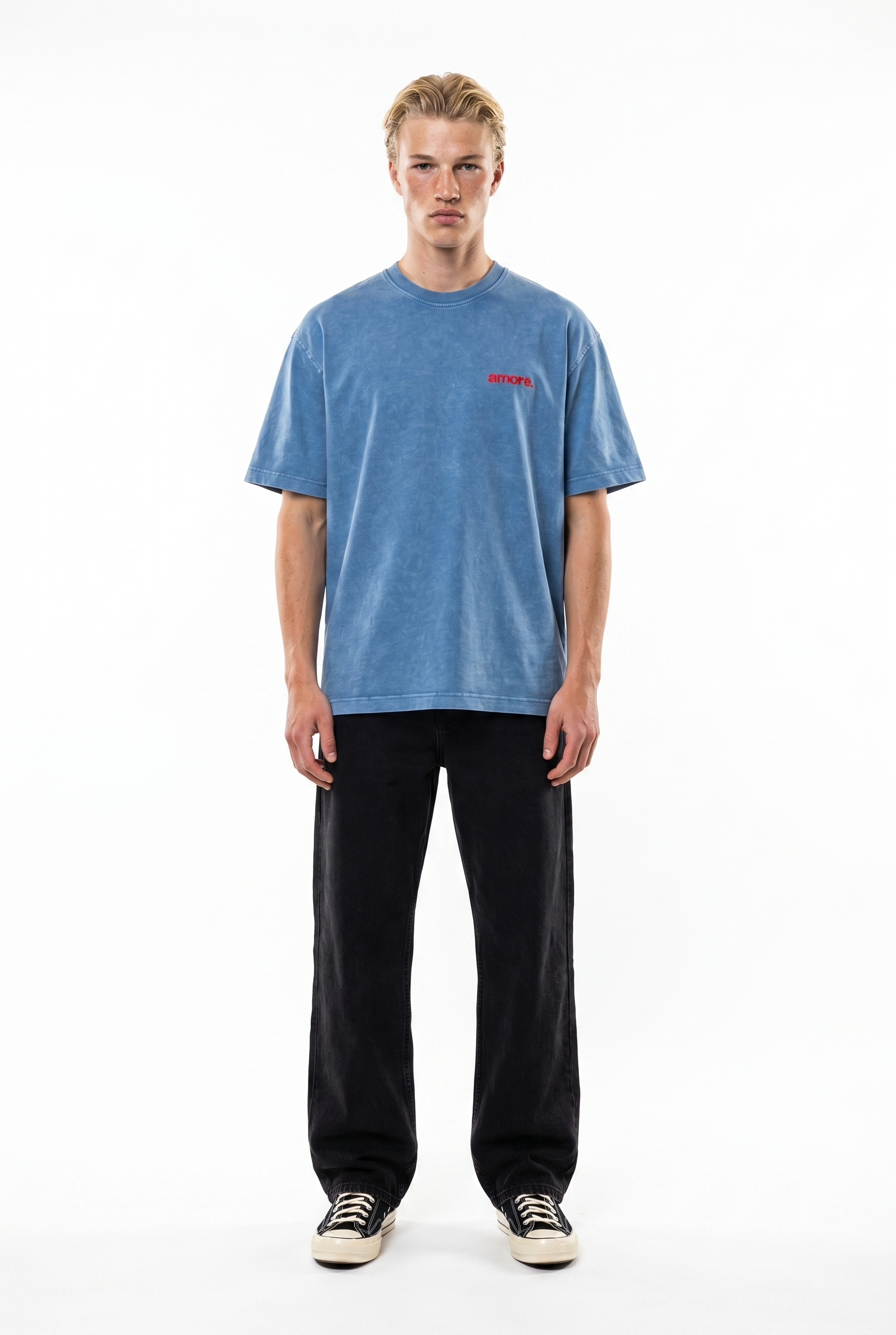 Amore Washed Oversized T-Shirt Blue