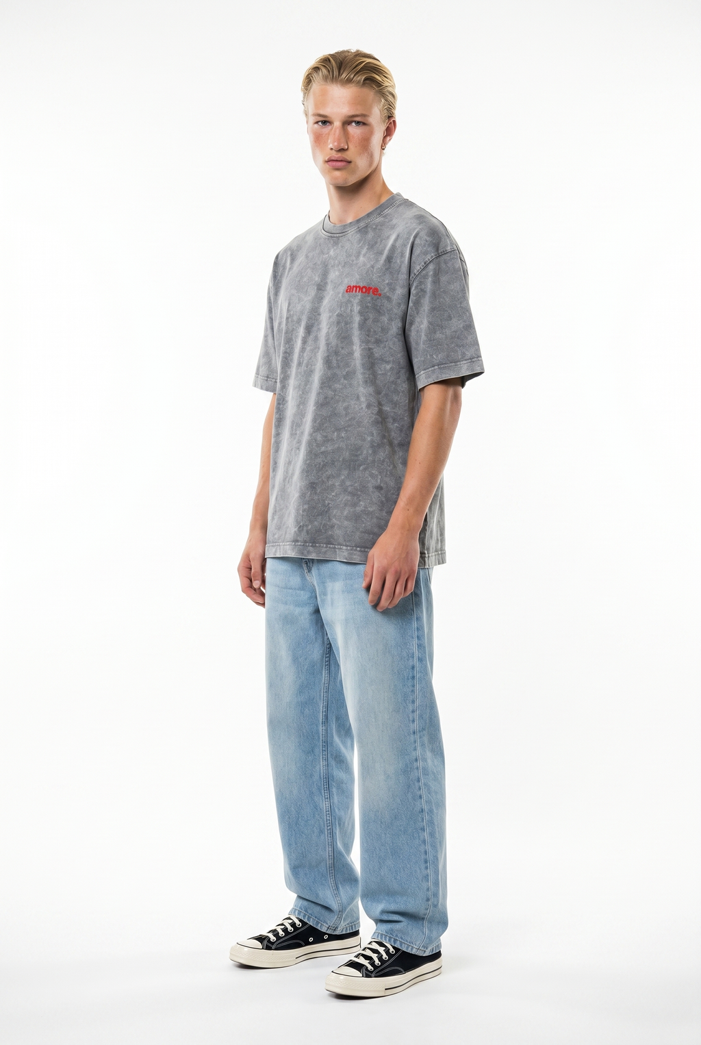 Amore Washed Oversized T-Shirt Gray