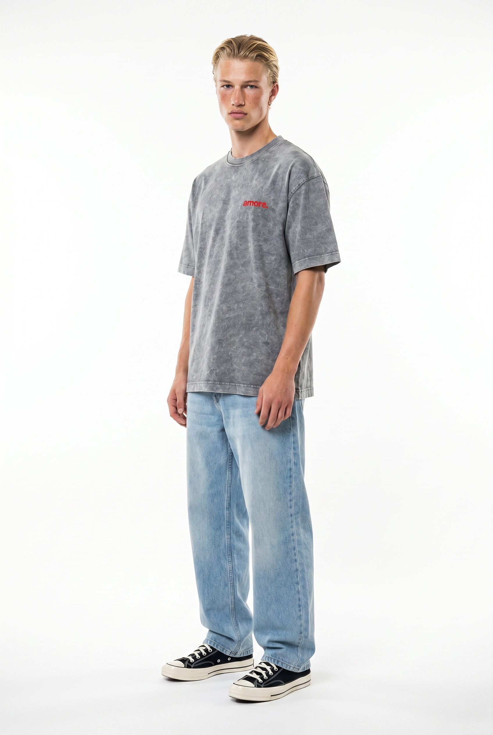 Amore Washed Oversized T-Shirt Gray