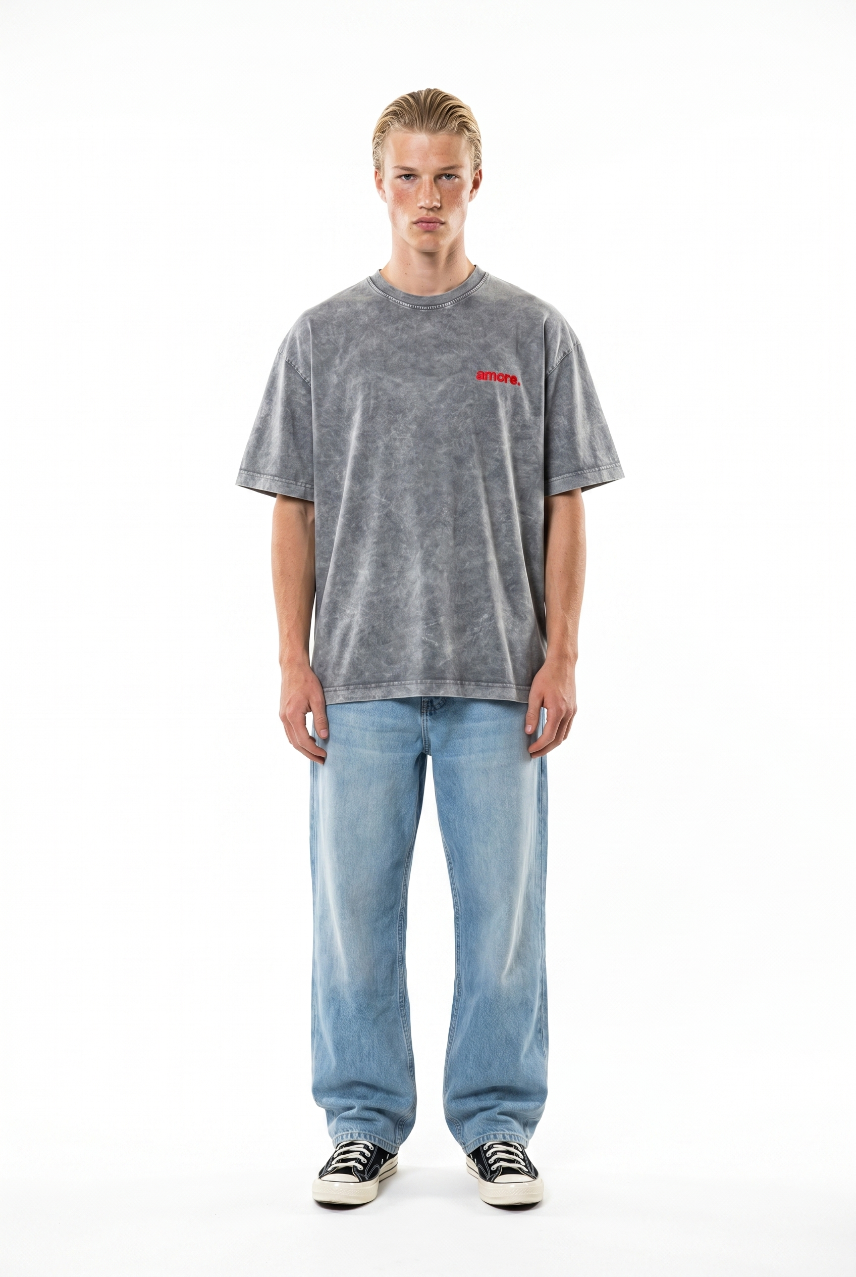 Amore Washed Oversized T-Shirt Gray