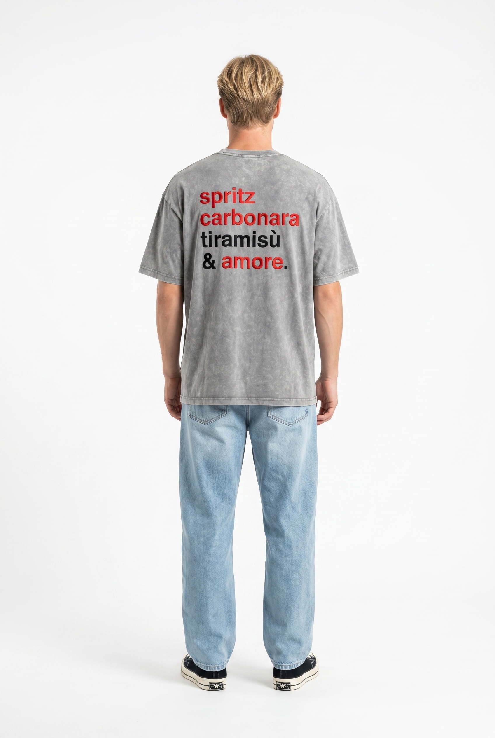 Amore Washed Oversized T-Shirt Gray