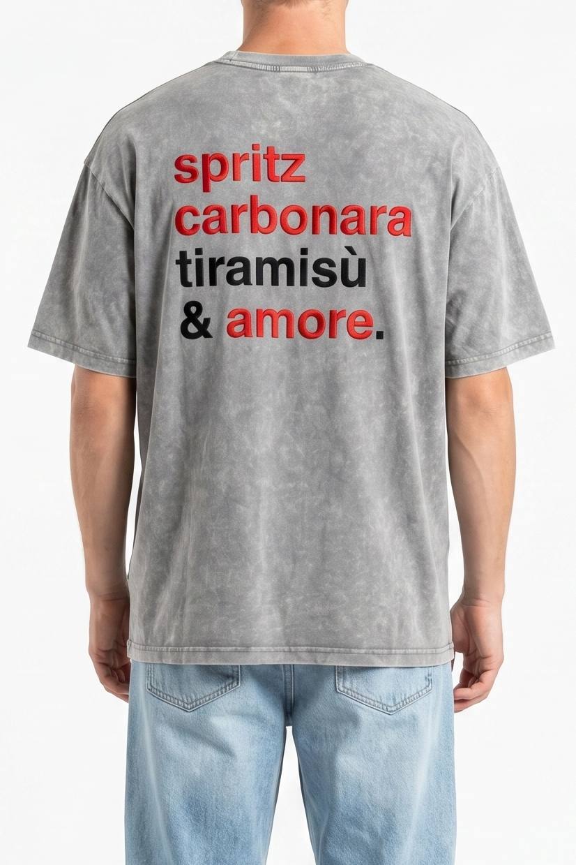 Amore Washed Oversized T-Shirt Gray