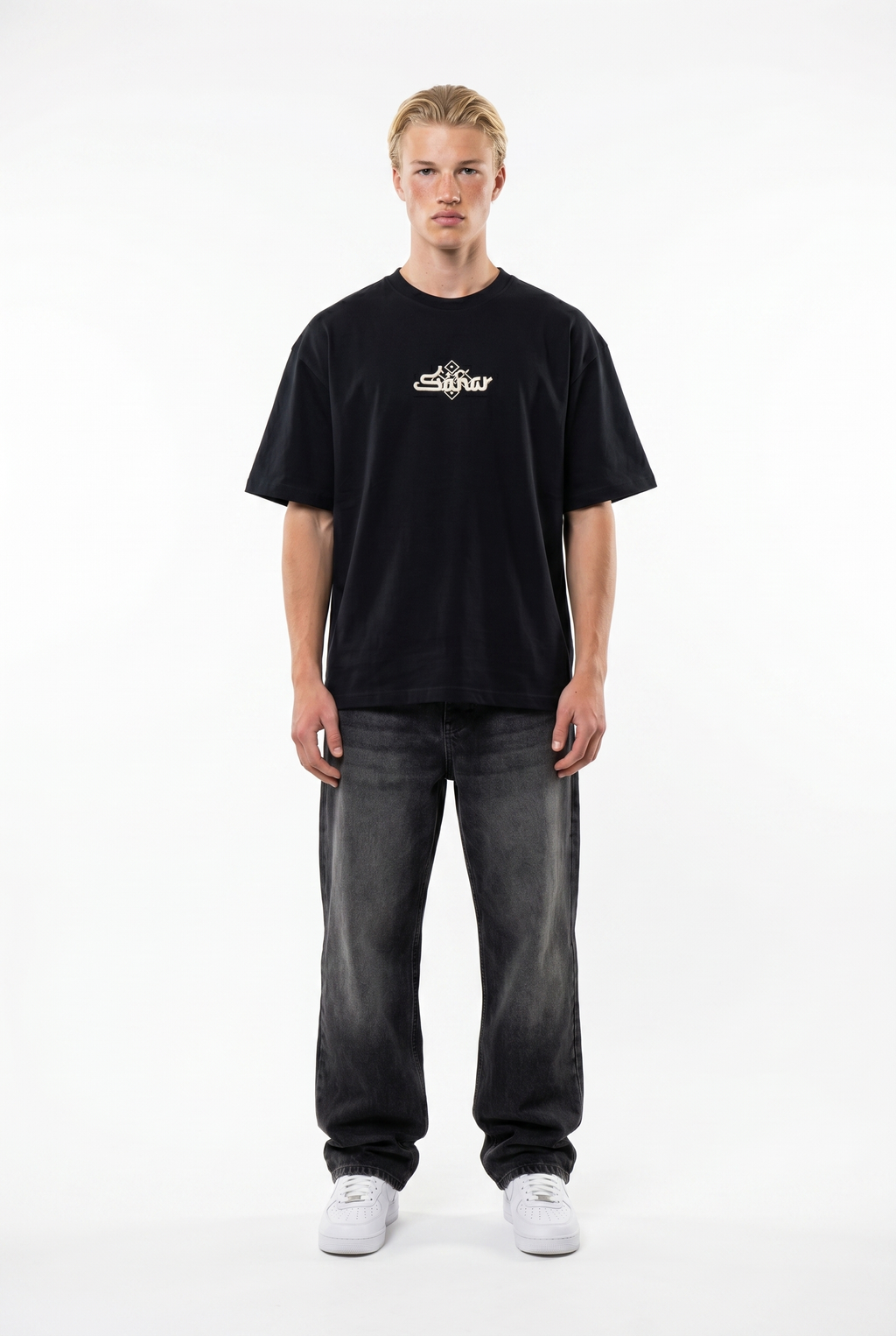 FFB Embroidered Oversized T-Shirt Smoked
