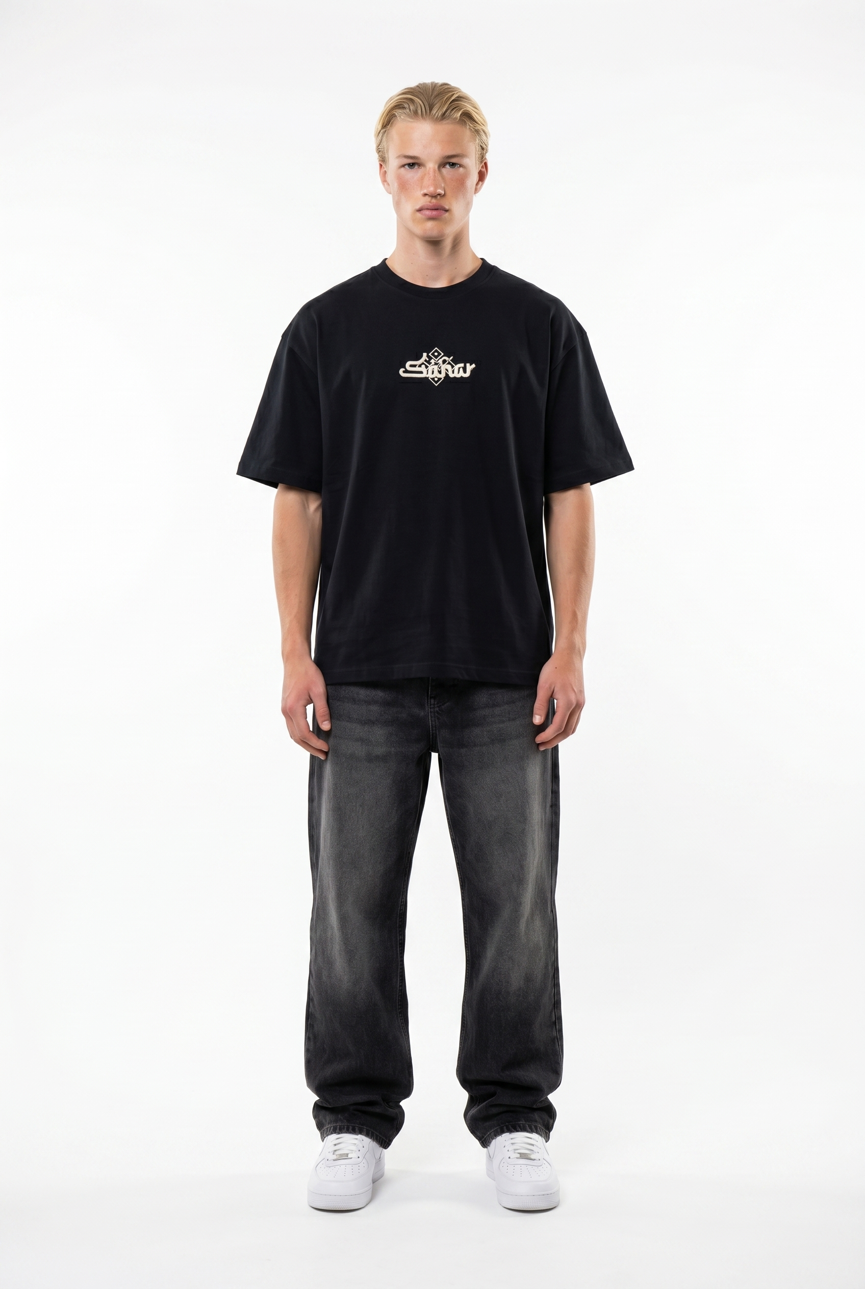 FFB Embroidered Oversized T-Shirt Smoked