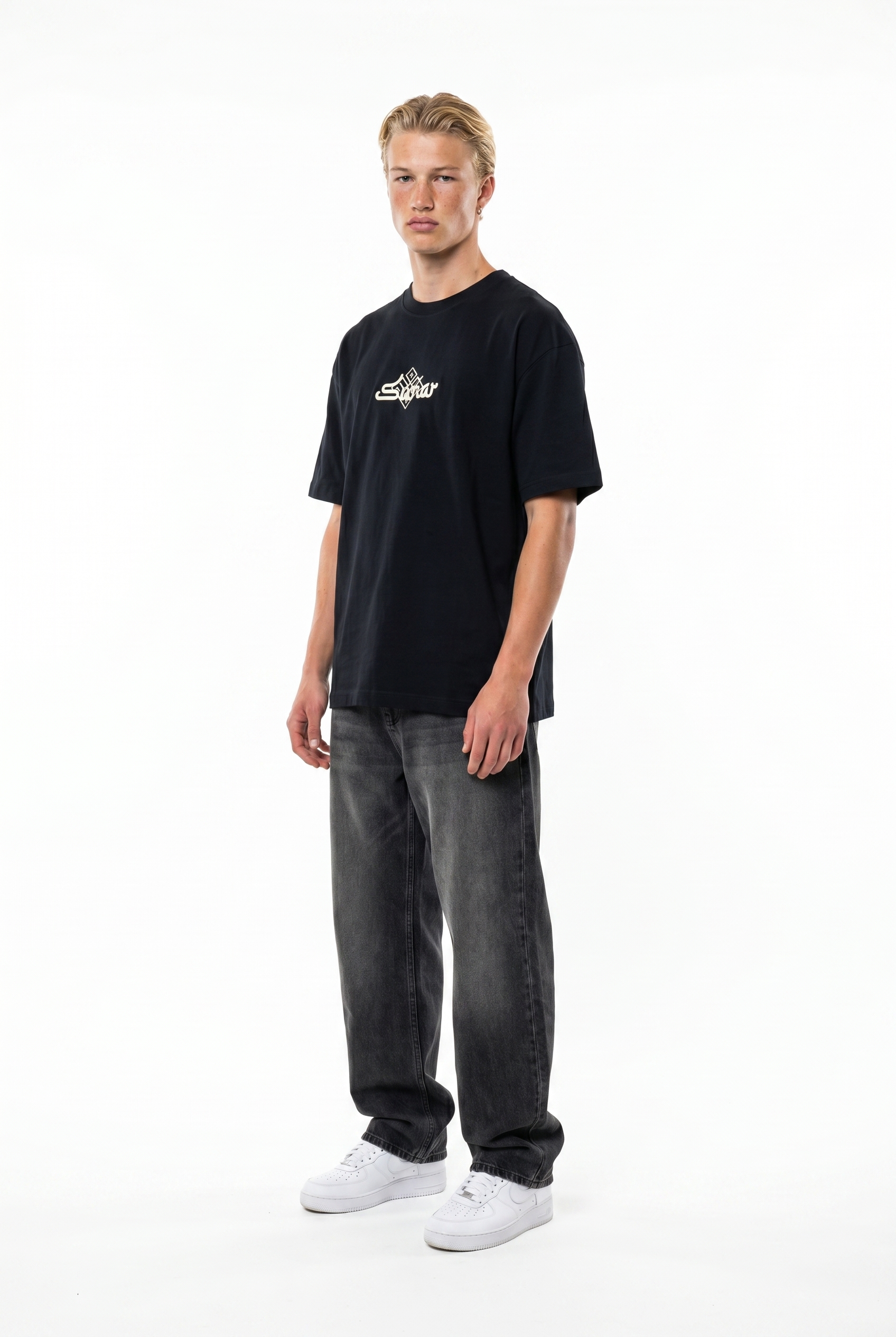 FFB Embroidered Oversized T-Shirt Smoked