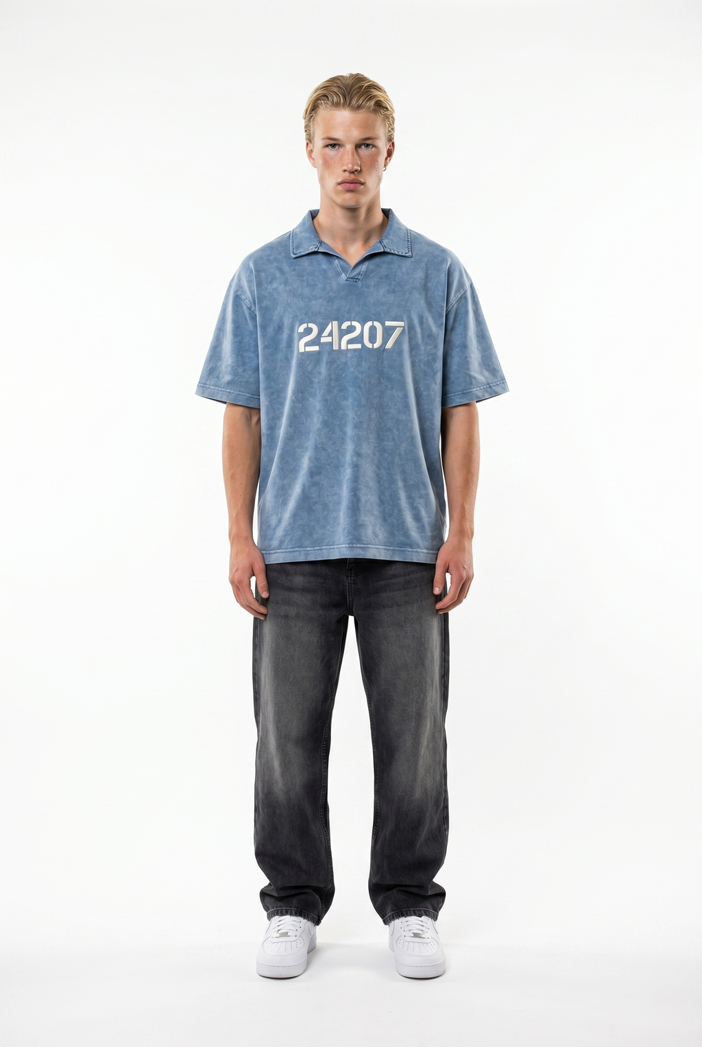 24207 Washed Oversized T-Shirt Blue