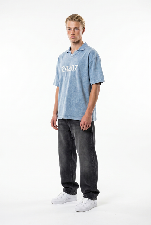 24207 Washed Oversized T-Shirt Blue