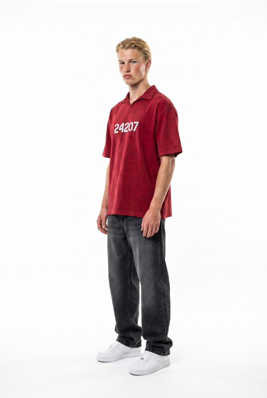 24207 Washed Oversized T-Shirt Burgundy