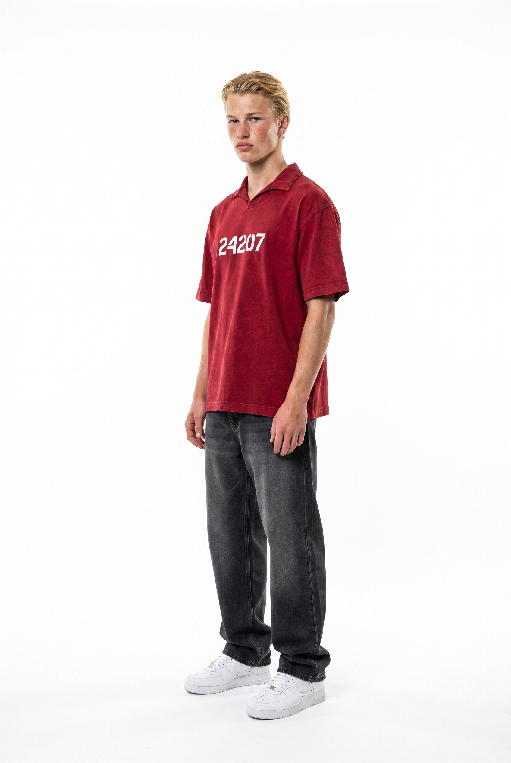 24207 Washed Oversized T-Shirt Burgundy