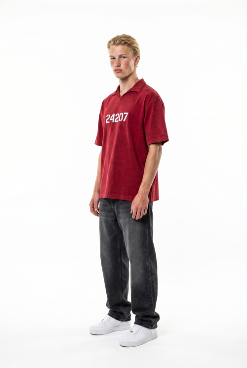 24207 Washed Oversized T-Shirt Burgundy