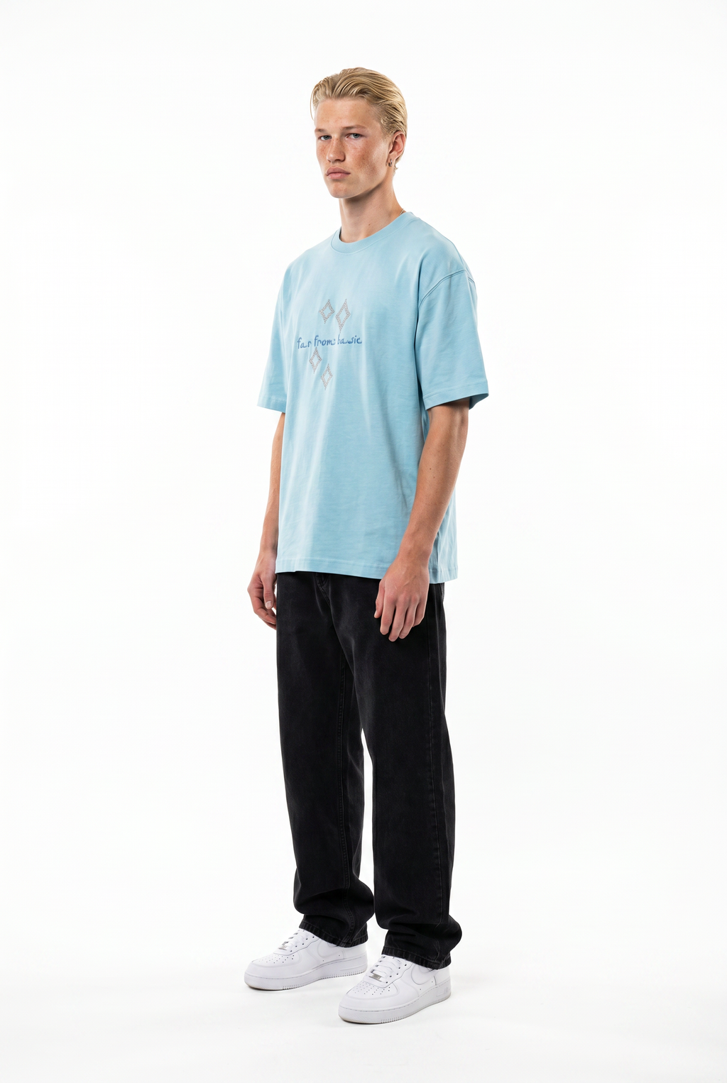 FFB Embroidered Oversized T-Shirt Baby Blue