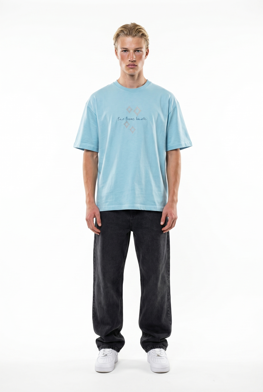 FFB Embroidered Oversized T-Shirt Baby Blue