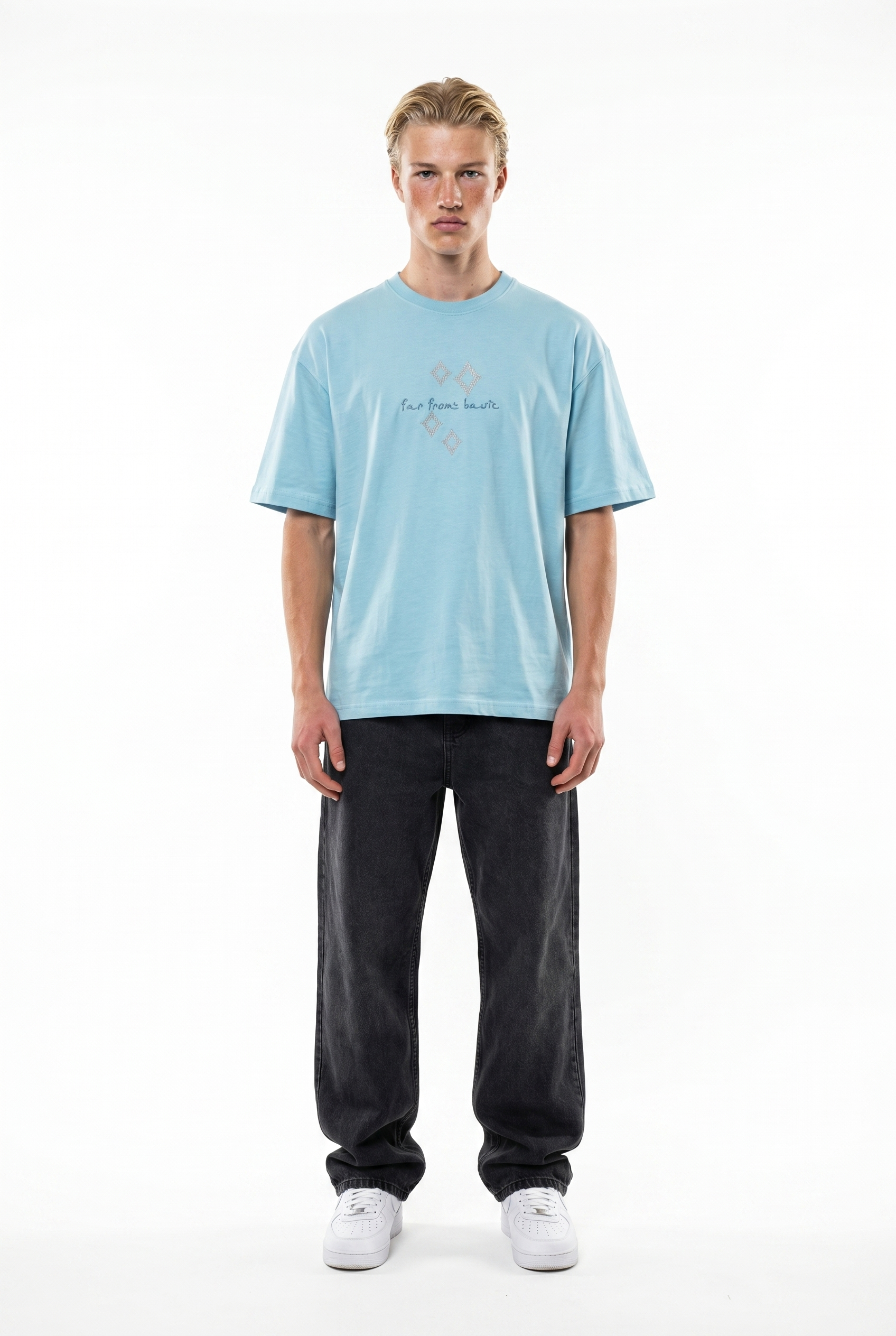 FFB Embroidered Oversized T-Shirt Baby Blue